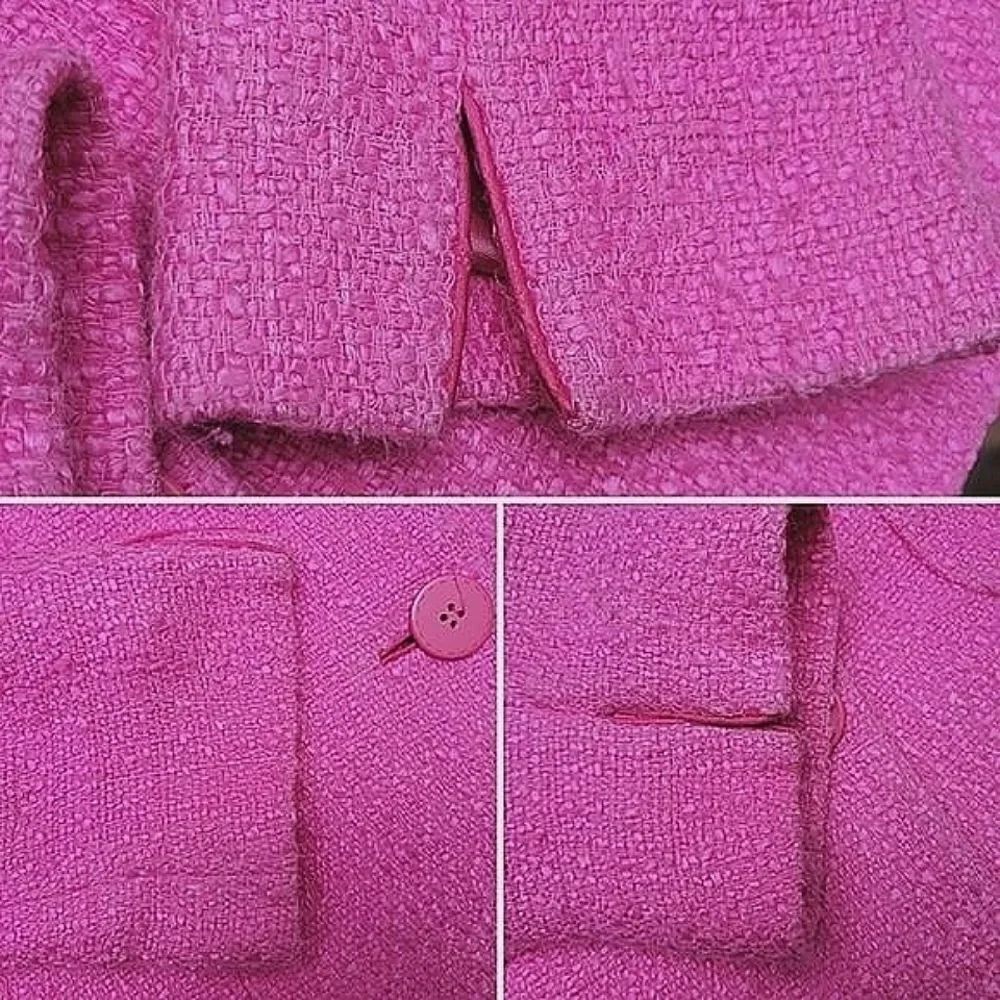 Vtg Y2K Planet fuschia bouclé wide collar blazer jacket - Picture 16 of 16